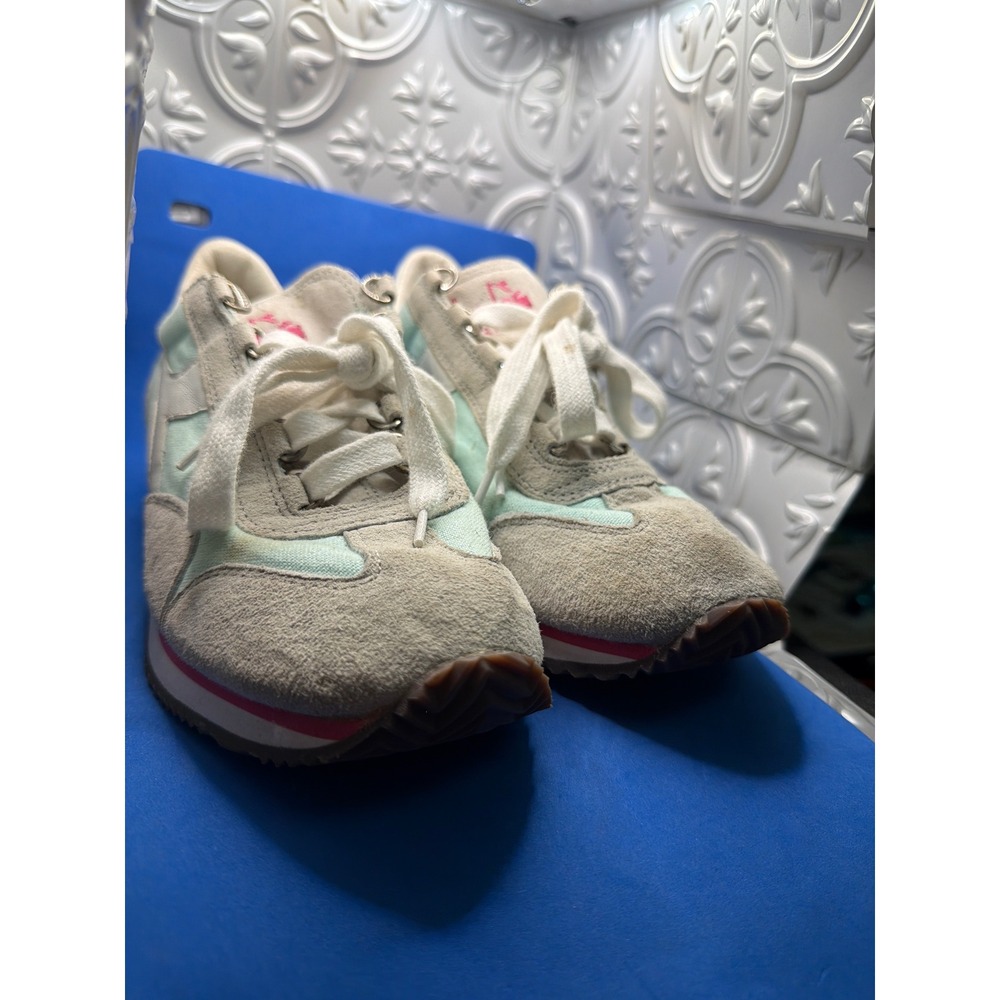 Diadora Heritage Equipe Grey Mint Green Suede Sneakers 201.156030-C6162 Size 6.5